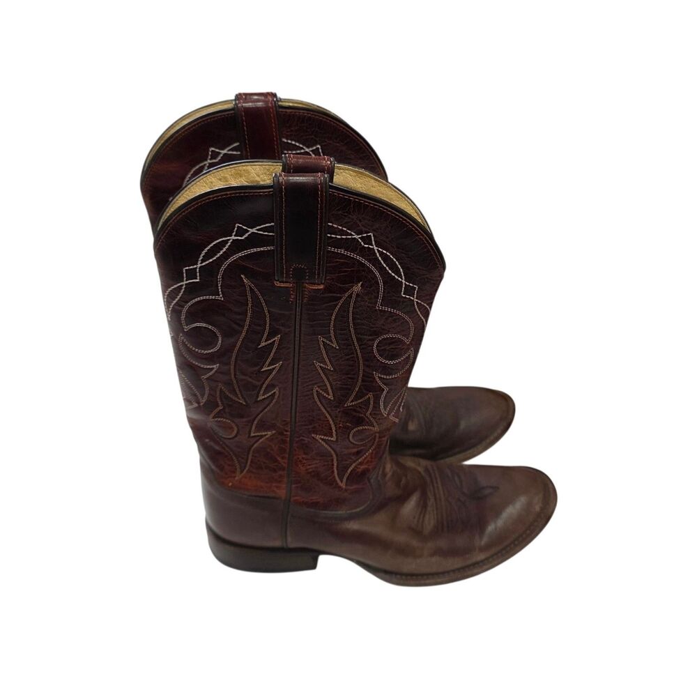 Tony Lama‎ Brown Leather Western Cowboy Boots Mens 8.5 D USA Made Style 3009